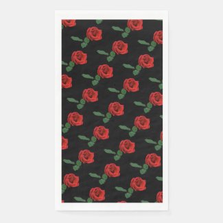 Red Rose Pattern Paper Guest Towel