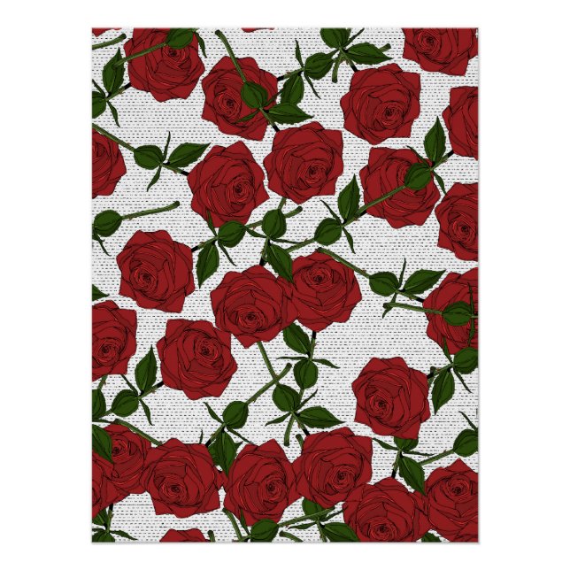 Red Rose Pattern Poster (Front)