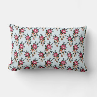 Red Rose Pattern Vintage Country Lumbar Pillow
