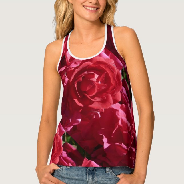 Red Rose Pattern Women's PAO Racerback Tank Top (Front)