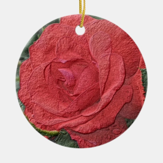 Red Rose Pencil Art Flower Ornament (Front)