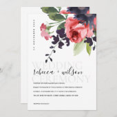 RED ROSE PEONY EUCALYPTUS FLORA WATERCOLOR WEDDING (Front/Back)
