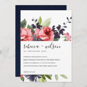 RED ROSE PEONY FLORAL WATERCOLOR BUNCH WEDDING (Front/Back)