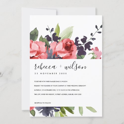 RED ROSE PEONY FLORAL WATERCOLOR BUNCH WEDDING