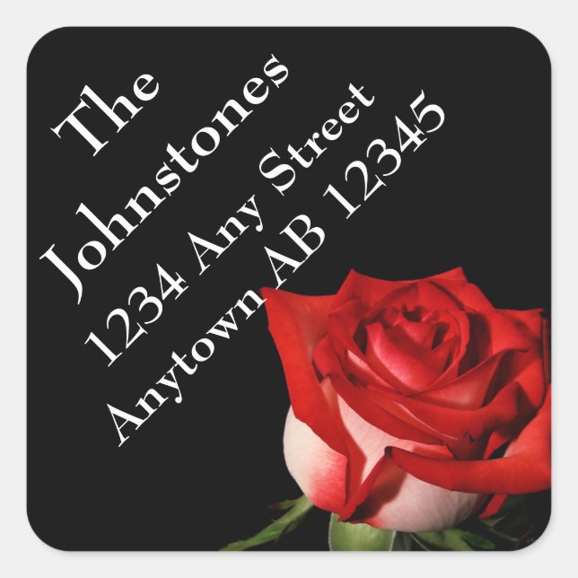 Red Rose Personal Wedding Return Address Label (Front)