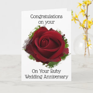 Red Rose Personalised 40th Wedding Anniversary Card