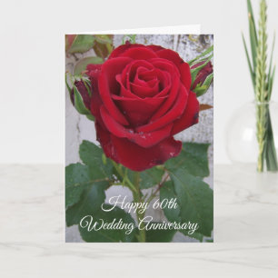 Red Rose Personalised 60th Wedding Anniversary Card