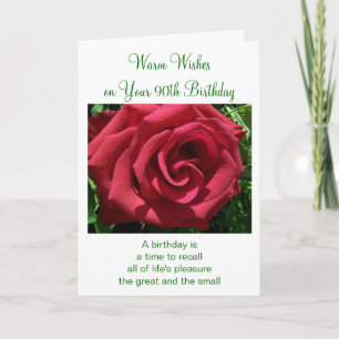 Red Rose Personalised 90th Birthday Card