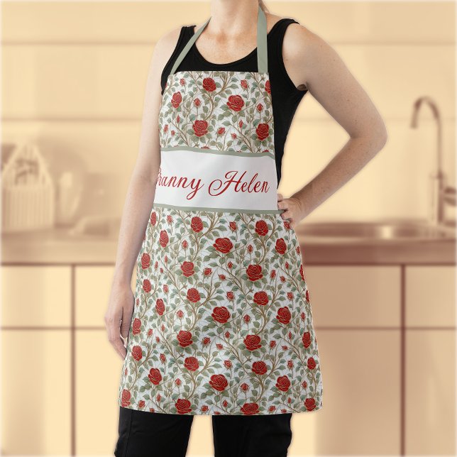  Red Rose Personalized Apron (Creator Uploaded)