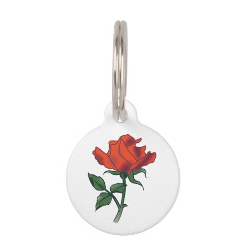 Red Rose Pet ID Tag