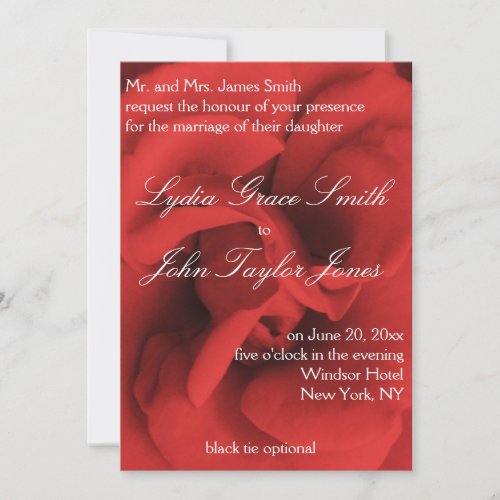 Red Rose Petals Elegant Wedding Invitations