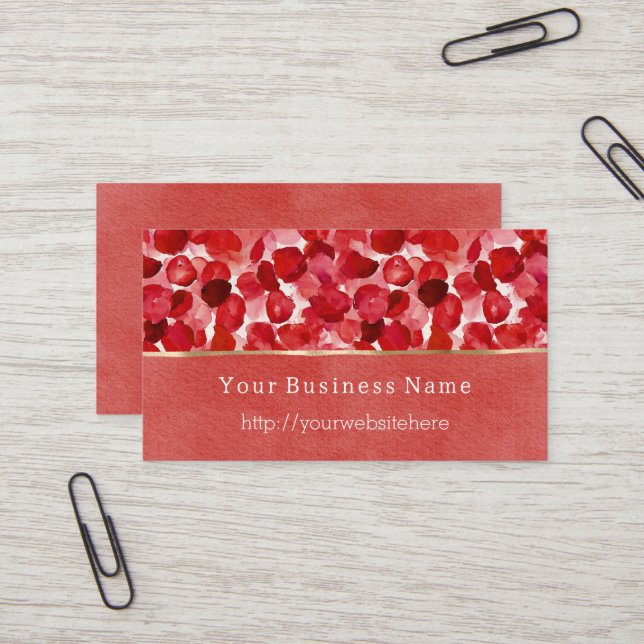 Red Rose Petals Floral Business name website Business Card (Front/Back In Situ)