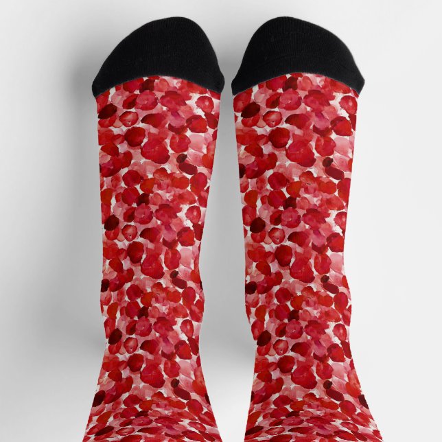 Red Rose Petals Floral Socks (Top)