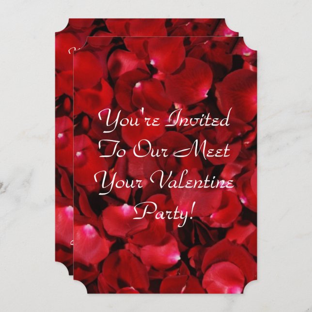 red rose petals horizontal invitation (Front/Back)