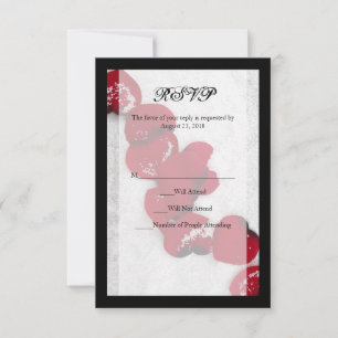 Red Rose Petals in Snow, Winter Wedding RSVP Card