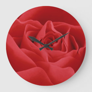 Red Rose Petals Large Clock