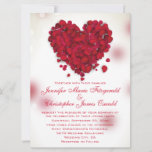 Red Rose Petals Love Heart Wedding Invitation at Zazzle