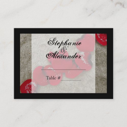 Red Rose Petals on Sand Beach Wedding Business Cards