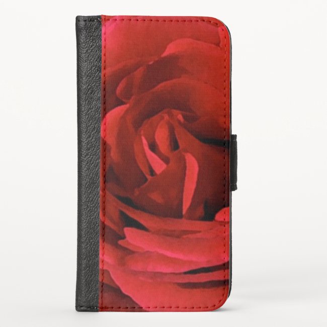 Red Rose Petals Pattern iPhone X Wallet Case