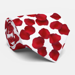 Red Rose Petals Pattern Neck Tie
