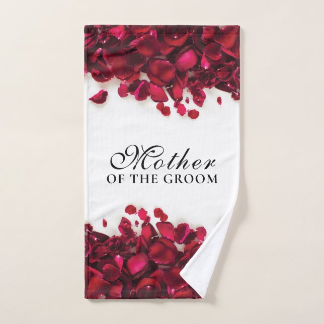 Red Rose Petals Wedding Mother of the Groom Hand Towel (Hand Towel)