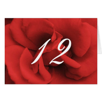 Red Rose Petals Wedding Table Numbers