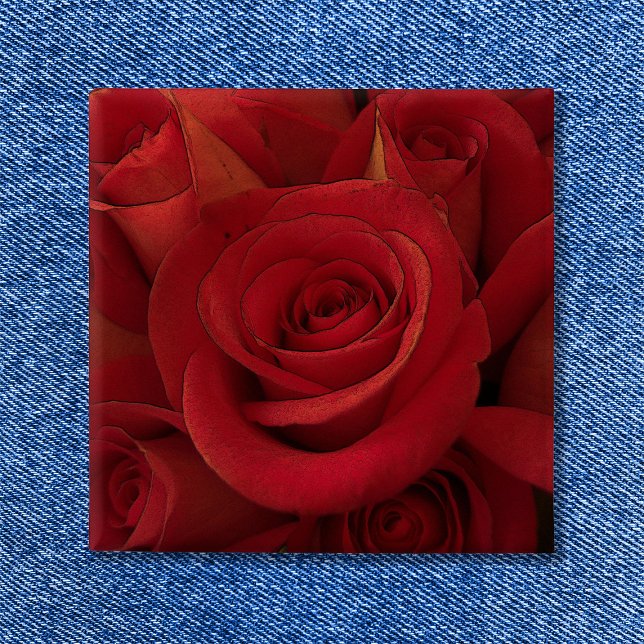 Red Rose Photo Art Button (Red Rose Photo Art Button Square Shape
)