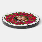 Red Rose Photo Design With Custom Text Wireless Charger (Front 2)