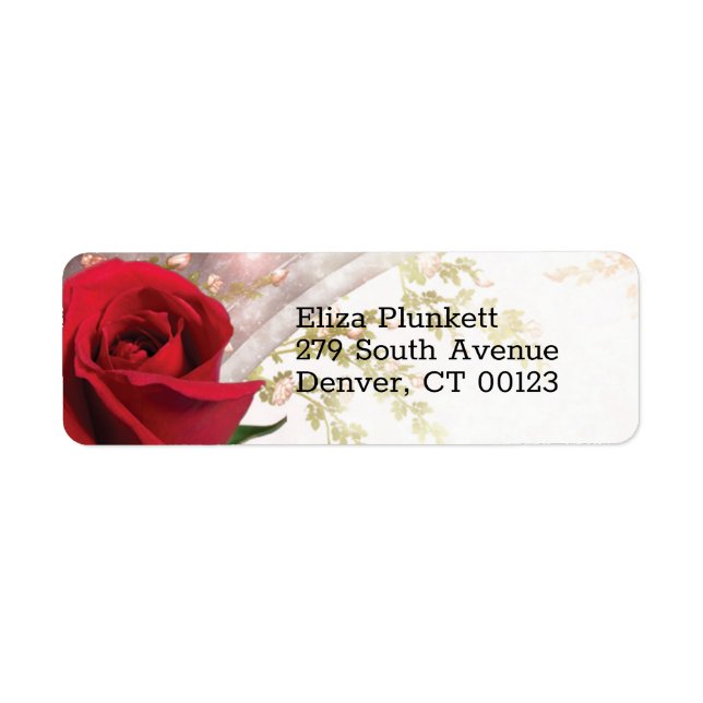 Red Rose Photo Whimsical Label (Front)