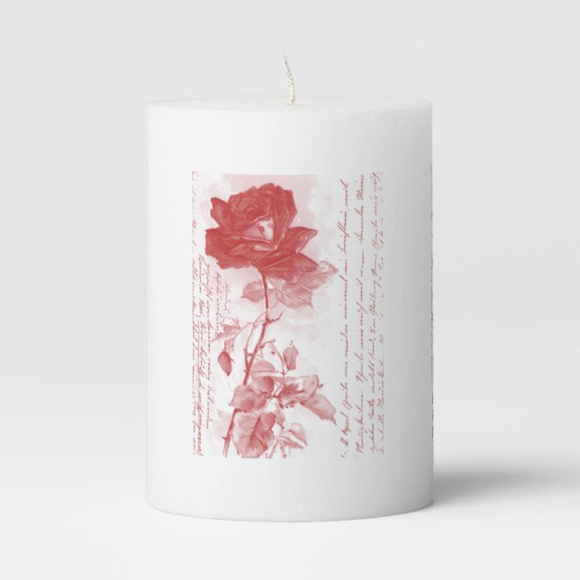 Red Rose Pillar Candle (Front)