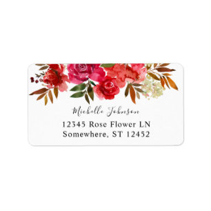 Red Rose & Pink Floral 2 Return Address Label
