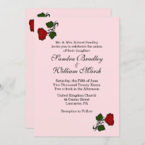 Red Rose Pink Wedding Invitation