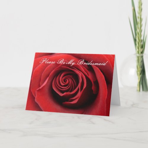 Red rose Please Be My Bridesmaid Invitation