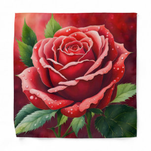 Red Rose Pocket Square Bandana