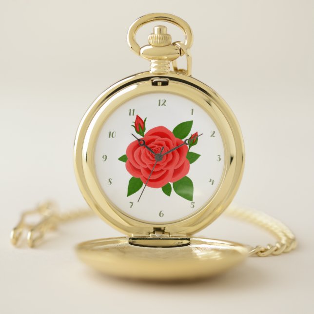 Red Rose  Pocket Watch (Inside)