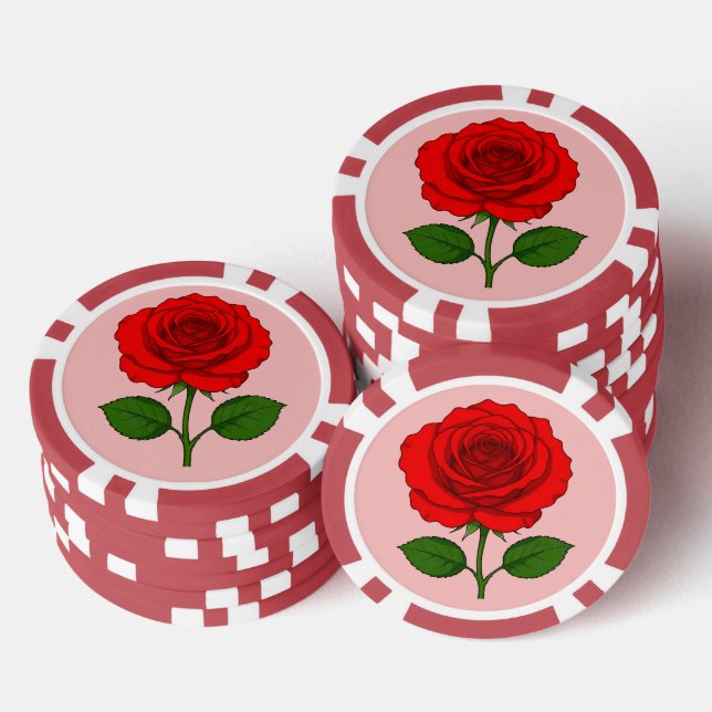 Red Rose Poker Chips (Stack)