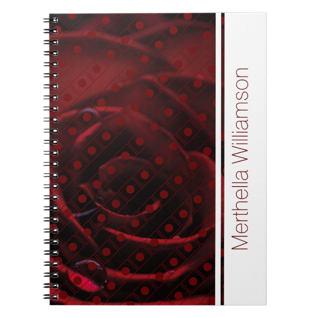 Red Rose Polka Dot Custom Notebook Journal (Front)