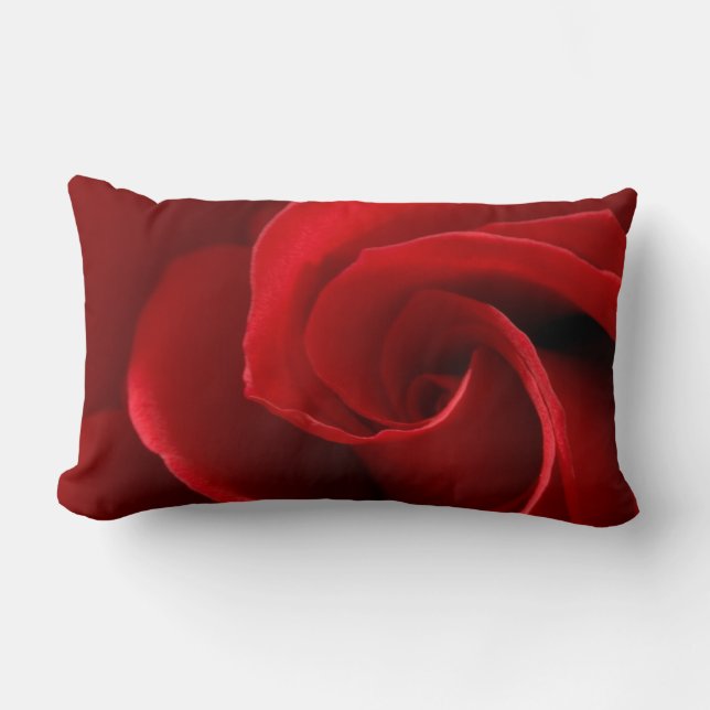 Red Rose Polyester Throw Pillow, Lumbar Pillow (Front)