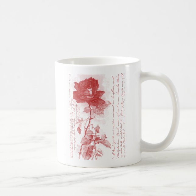 Red Rose Postcard Design Coffee Mug (Right)