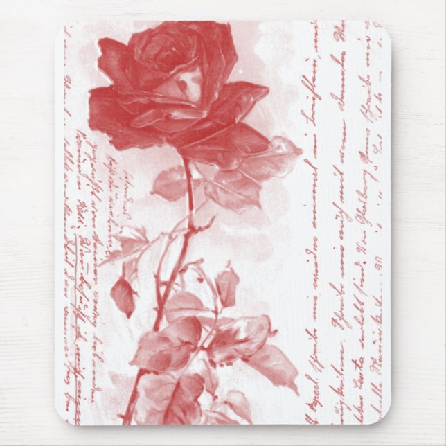 Red Rose Postcard Design Mouse Pad (Front)