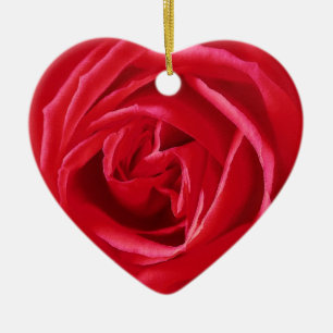 Red rose print ceramic ornament