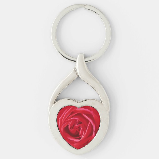 Red rose print keychain (Front)