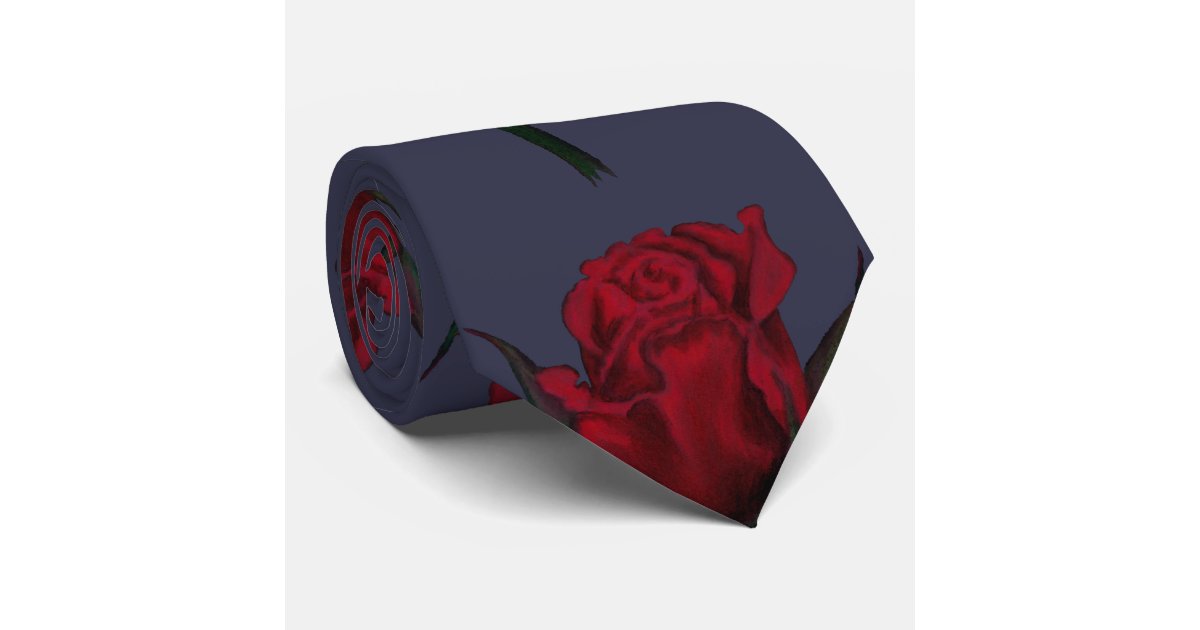 Red Rose Print Tie Zazzle