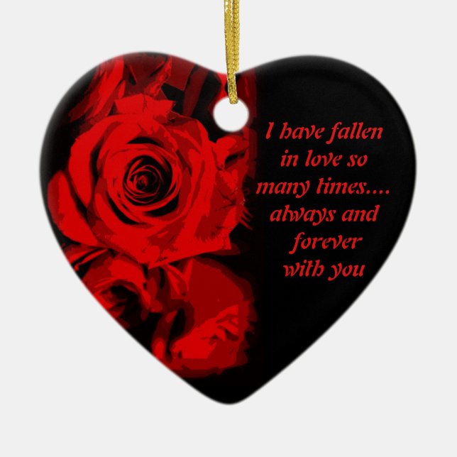 Red Rose Print Valentine Keepsake Ornament (Front)