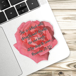 Red Rose Proverbs 31:25 Custom Bible Verse Sticker