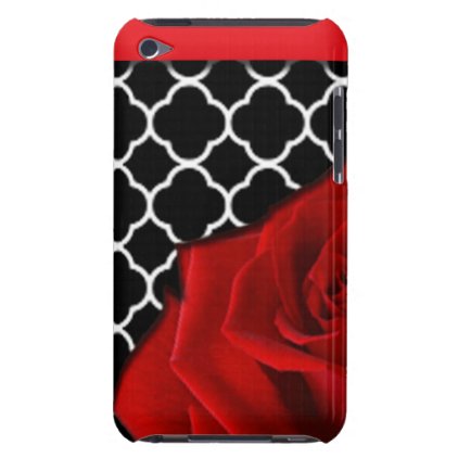 Red Rose &amp; Quatrefoil Pattern iPod Case-Mate Case