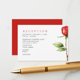Red Rose Reception Dancing Wedding  Enclosure Card