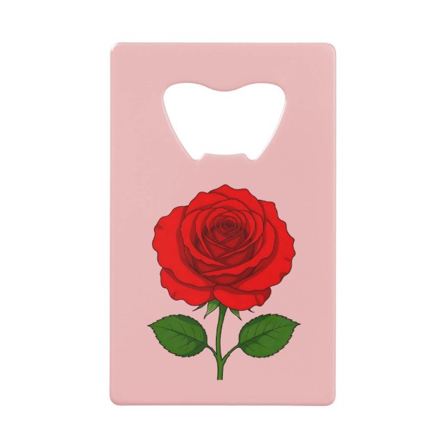 Red Rose Rectangle Bottle Opener (Front)