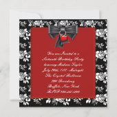Red Rose Red Black White Sweet 16 Birthday Party Invitation (Back)