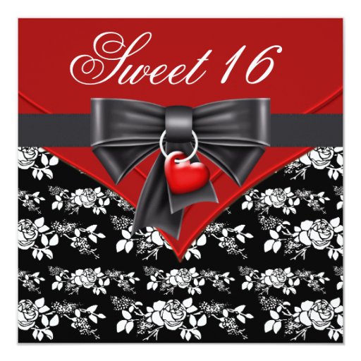 Red And Black Sweet 16 Invitations 7